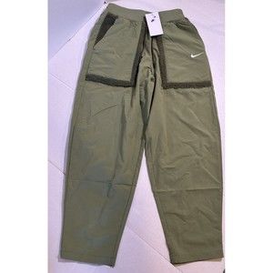 Nike Essential Woven Loose High Rise Curve Pants Shearling Pockets Small $80